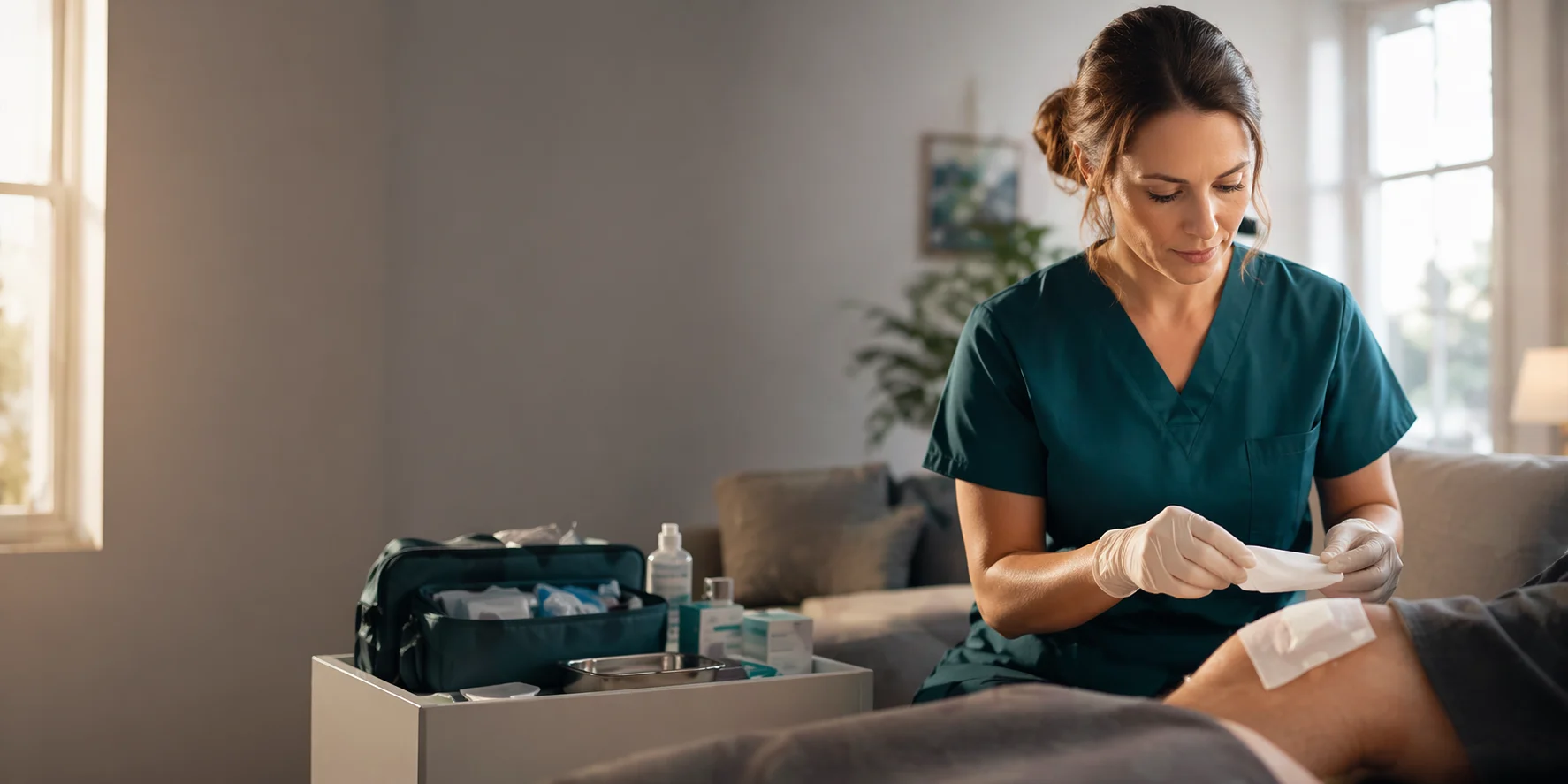 Pflegefachkraft in moderner Wundversorgung