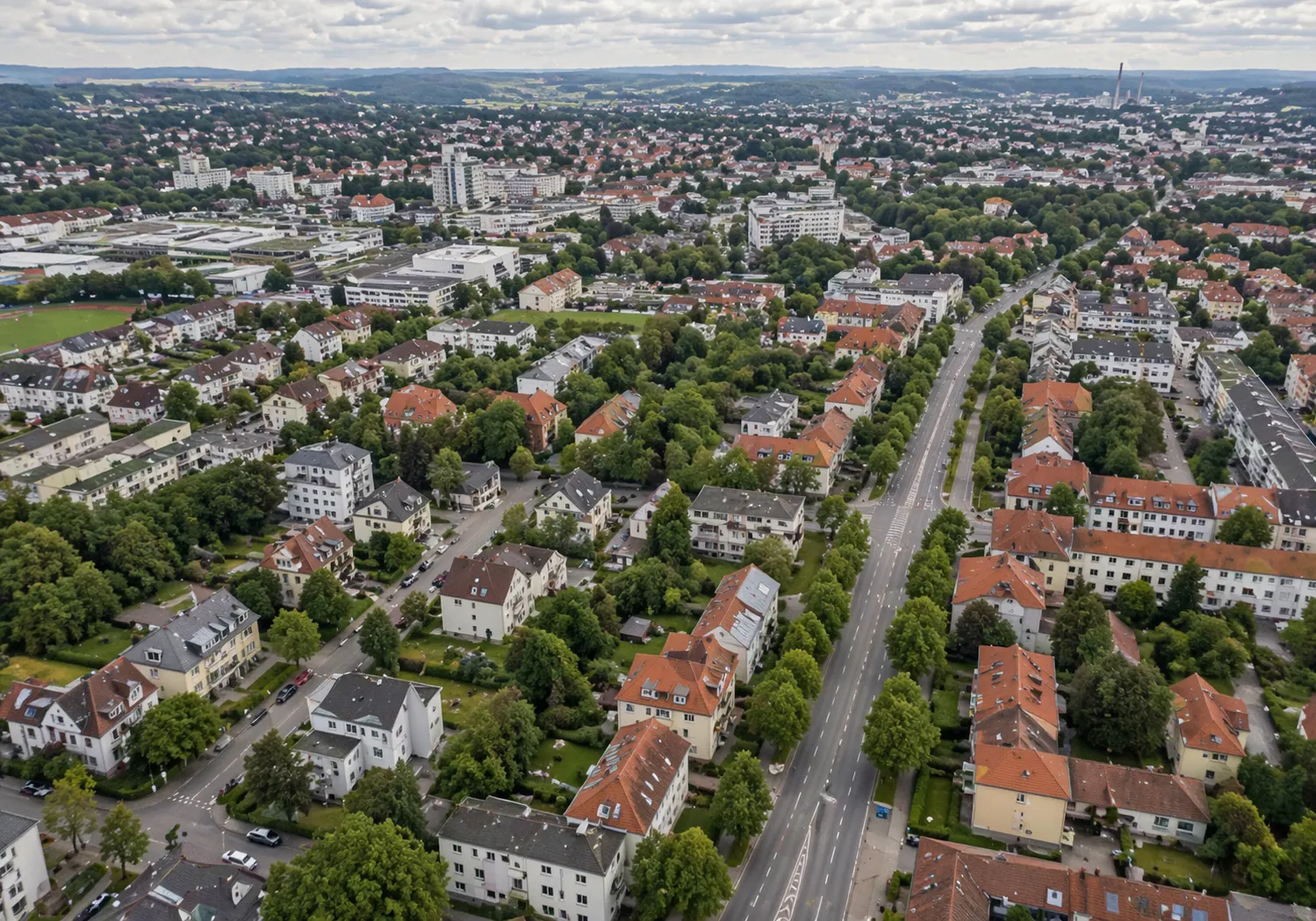 Regionale Stadtansicht aus der Luft